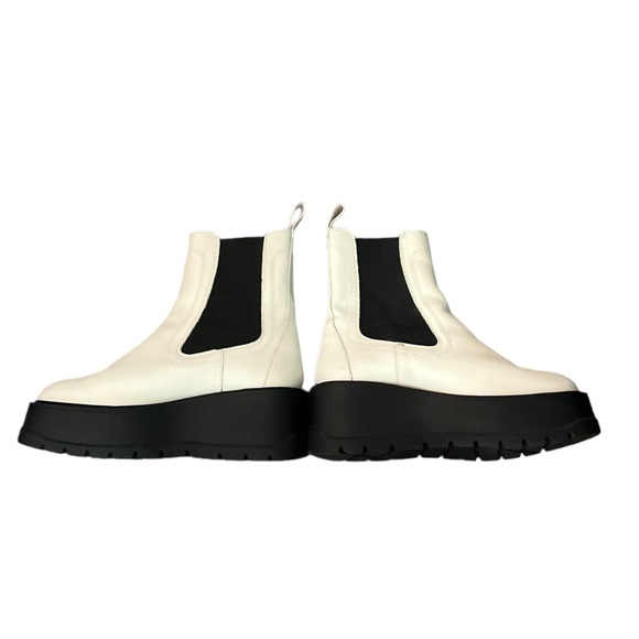 FREE PEOPLE Imogen Chelsea Platform Leather White Black Boots - Picture 10 of 14